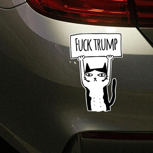 Protest Cat Vinyl Sticker – Waterproof Political Bumper Decal for Cars Trucks Laptops and SUVs in Saudi Arabia