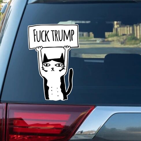 Protest Cat Vinyl Sticker – Waterproof Political Bumper Decal for Cars Trucks Laptops and SUVs in Saudi Arabia