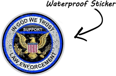 in God We Trust Law Enforcement Vinyl Sticker Decal - 4 Inches - Patriotic Decals for Vehicles Car Truck Window Bumper Laptop Tablet Tumbler Water Bottle and Any Smooth Surface 2 Pack in Kuwait