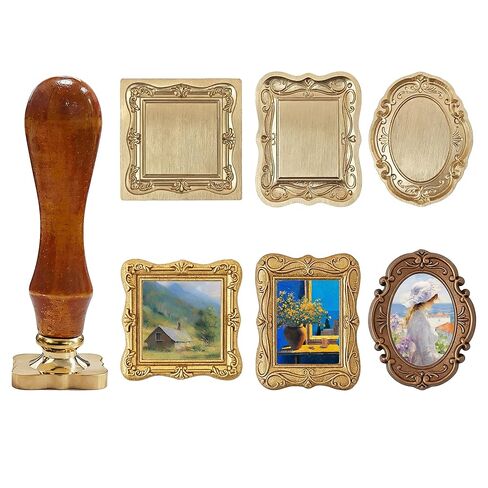 Embossed Frame Wax Seal Stamp Set – 3 Pcs Vintage Collection with Solid Brass Heads & Wooden Handle – Elegant Border Design for Wedding Invitations, Envelopes & DIY Crafts in Saudi Arabia