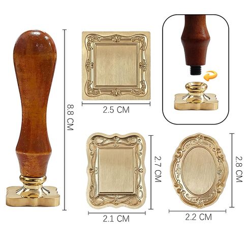 Embossed Frame Wax Seal Stamp Set – 3 Pcs Vintage Collection with Solid Brass Heads & Wooden Handle – Elegant Border Design for Wedding Invitations, Envelopes & DIY Crafts in Saudi Arabia