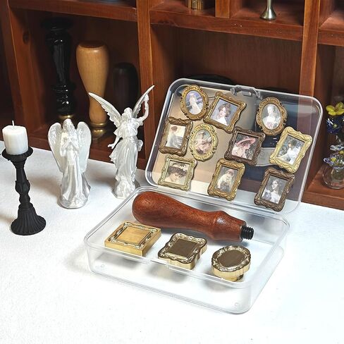 Embossed Frame Wax Seal Stamp Set – 3 Pcs Vintage Collection with Solid Brass Heads & Wooden Handle – Elegant Border Design for Wedding Invitations, Envelopes & DIY Crafts in Saudi Arabia