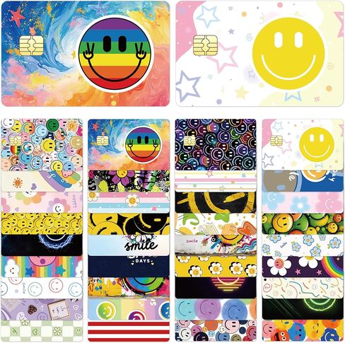36PCS Smiling Credit Card Skin Stickers, Debit Card Skin Stickers Removable PVC Waterproof, No Duplicates, Personalized Transportation Bus Card Skin in Saudi Arabia