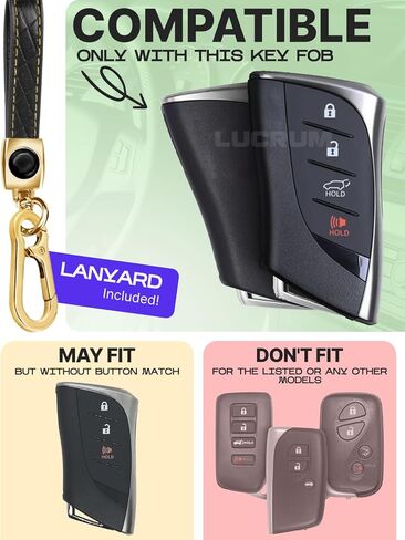 Lucrum متوافق مع غطاء وسلسلة مفاتيح Lexus Key Fob، و4 أزرار لـ ES GX LC LS LX NX RX TX UX (2020-2025) in Kuwait
