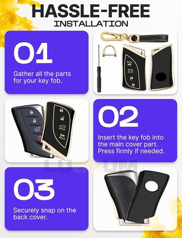 Lucrum متوافق مع غطاء وسلسلة مفاتيح Lexus Key Fob، و4 أزرار لـ ES GX LC LS LX NX RX TX UX (2020-2025) in Kuwait