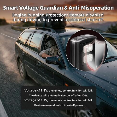 300A Remote Battery Disconnect Switch 12V 24V Adaptive, Anti-Theft Wireless Battery Cut Off Switch with Smart LED Voltage Monitor, Upgraded Positive Terminal Kill Switch for Car Truck RV in Saudi Arabia