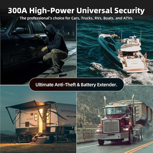 300A Remote Battery Disconnect Switch 12V 24V Adaptive, Anti-Theft Wireless Battery Cut Off Switch with Smart LED Voltage Monitor, Upgraded Positive Terminal Kill Switch for Car Truck RV in Saudi Arabia