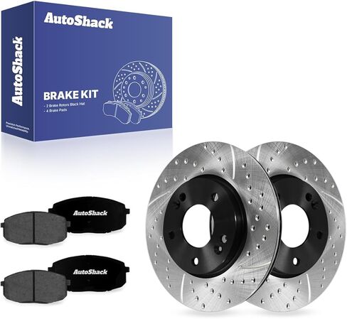 AutoShack Front Vented Coated Brake Rotors + Premium Ceramic Pads 6-PC Brake Kit Replacement for 2014-2019 Kia Soul 2019-2022 Kia Forte 2018-2023 Hyundai Kona ArmorStop 11.02" (280 mm) in Saudi Arabia