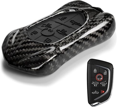 غطاء مفتاح T-carbon يناسب Corvette C8 2020-2026 Key Fob تصميم مستوحى من السيارات الرياضية الفاخرة، نسيج ألياف الكربون، حافظة مفاتيح واقية متوافقة مع Corvette C8 Z51 Z06 المفتاح الذكي (أسود) in Kuwait