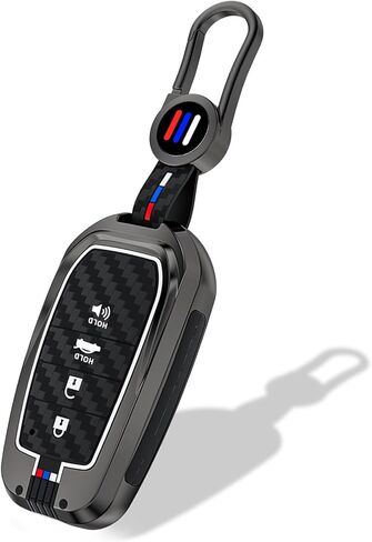 Heavy Metal Key Fob Cover, Compatible with Toyota Tundra 2022 2023 2024 2025, Fit for Corolla Cross Venza Sequoia etc, Zinc Alloy Fob Case with Carbon Fiber Pattern (1 Pcs) in Saudi Arabia