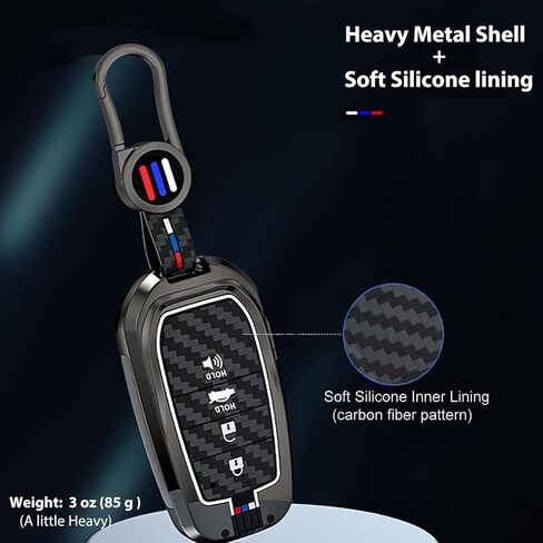Heavy Metal Key Fob Cover, Compatible with Toyota Tundra 2022 2023 2024 2025, Fit for Corolla Cross Venza Sequoia etc, Zinc Alloy Fob Case with Carbon Fiber Pattern (1 Pcs) in Saudi Arabia