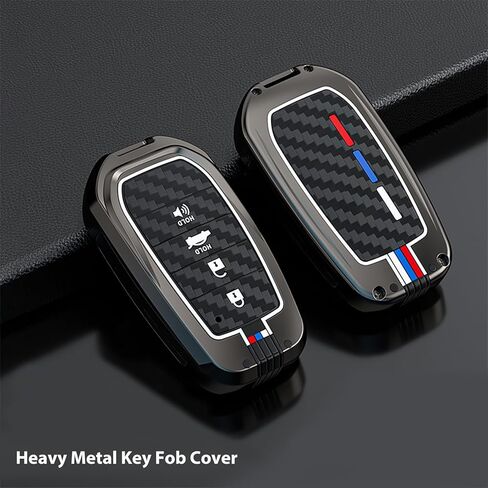 Heavy Metal Key Fob Cover, Compatible with Toyota Tundra 2022 2023 2024 2025, Fit for Corolla Cross Venza Sequoia etc, Zinc Alloy Fob Case with Carbon Fiber Pattern (1 Pcs) in Saudi Arabia