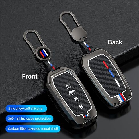 Heavy Metal Key Fob Cover, Compatible with Toyota Tundra 2022 2023 2024 2025, Fit for Corolla Cross Venza Sequoia etc, Zinc Alloy Fob Case with Carbon Fiber Pattern (1 Pcs) in Saudi Arabia