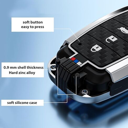 Heavy Metal Key Fob Cover, Compatible with Toyota Tundra 2022 2023 2024 2025, Fit for Corolla Cross Venza Sequoia etc, Zinc Alloy Fob Case with Carbon Fiber Pattern (1 Pcs) in Saudi Arabia