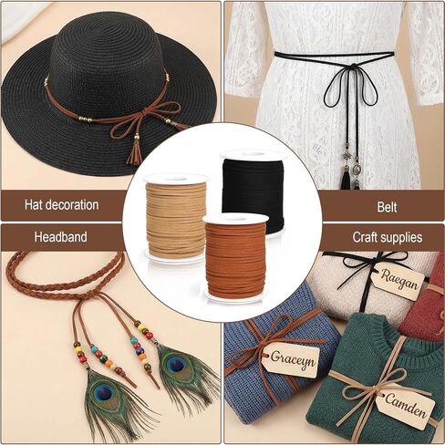 6 Rolls Flat Leather String Cord, Suede Ribbon for Jewelry Making, Leather String Cord for Crafting, Necklace, Bracelets, Braiding, Wraps, Boot Laces, Baseball Glove Repair (3 Color) in Saudi Arabia