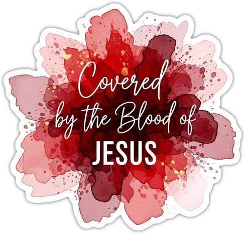 Covered by The Blood of Jesus Sticker Vinyl 5 inches, Christian Christ Religion, Bumper Sticker Decal, Jesus car Window Decal, Waterproof Vinyl Decals for Car, Laptops, Windows etc in Saudi Arabia
