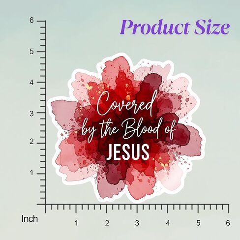 Covered by The Blood of Jesus Sticker Vinyl 5 inches, Christian Christ Religion, Bumper Sticker Decal, Jesus car Window Decal, Waterproof Vinyl Decals for Car, Laptops, Windows etc in Saudi Arabia