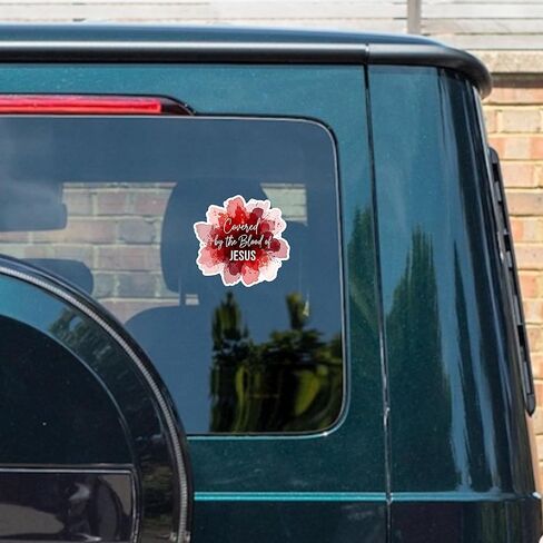 Covered by The Blood of Jesus Sticker Vinyl 5 inches, Christian Christ Religion, Bumper Sticker Decal, Jesus car Window Decal, Waterproof Vinyl Decals for Car, Laptops, Windows etc in Saudi Arabia