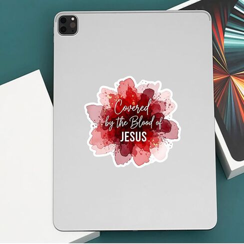 Covered by The Blood of Jesus Sticker Vinyl 5 inches, Christian Christ Religion, Bumper Sticker Decal, Jesus car Window Decal, Waterproof Vinyl Decals for Car, Laptops, Windows etc in Saudi Arabia
