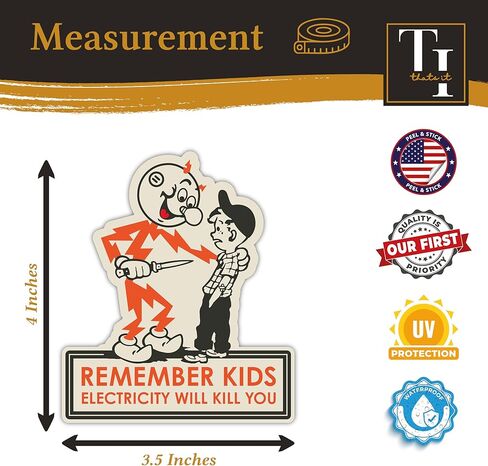 Thats It! Remember Kids Electricity Will Kill You Sticker | Removable Decal Car Bumper | Indoor Outdoor Window Sticker | Vinyl Decal for Electric Meter & Water Dispenser | Waterproof Sticker | TI–403 in Saudi Arabia