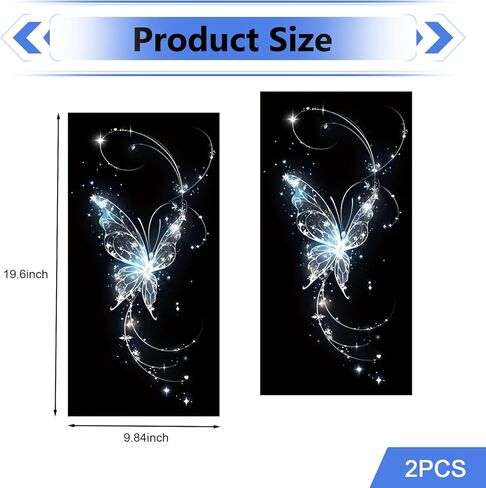 2 PCS Car B Pillar Stickers, Waterproof Butterfly Design Automotive Door Pillar Decor Decals, Self-Adhesive Car Side Scratch Cover Decal, Universal for Most Cars (Blue) in Saudi Arabia