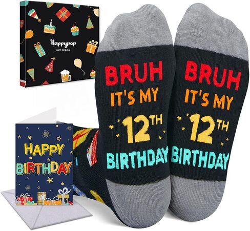 HAPPYPOP 11th Birthday Gifts for Boys - Socks for Kids Age 11 in Gift Box, Presents for 11 Year Old Tween Boys, 11 Year Old Boy Gift Ideas with Greeting Card in Saudi Arabia