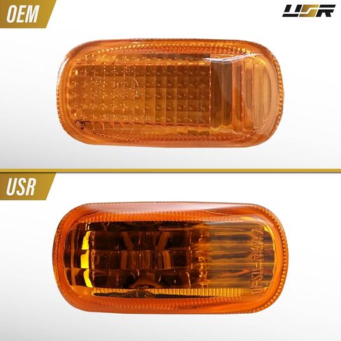 USR 01-05 EM2/ES مصباح التحديد الجانبي - مجموعة مصابيح الحاجز (يسار + يمين) - متوافقة مع 2001-2005 Honda Civic / 02-06 Acura Integra/RSX جميع الموديلات (JDM CRYSTAL AMBER LENS w/BULB/SOCKET/WIRE) in Kuwait