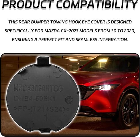Bumper Tow Hook Cover Cap for Mazda CX30 CX-30 Accessories, Car Rear Bumper Towing Hook Eye Hole Cover Cap Replacement DGH9-50-EL1 DHB450EK1 for Mazda CX-30 CX30 2020 2021 2022 2023（Black） in Saudi Arabia