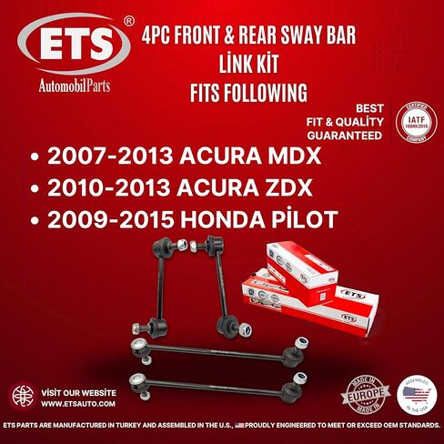 ETS 4 قطع مثبت أمامي وخلفي Sway Bar Link Kit K750124، K750750، K750749 يناسب Acura ZDX 2010-2013 / Honda Pilot 2009-2015 / يناسب Acura MDX 2007-2013 in Kuwait
