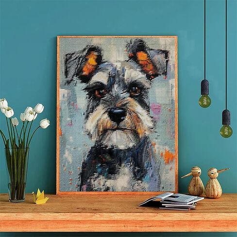 Schnauzer Dog Stamped Cross Stitch Kits, Cute Dog Embroidery Kits for Beginners Adults, Patterns Dimensions Counted Cross Stitch Kits Arts Craft Kits 11CT, 12x16 inch in Saudi Arabia