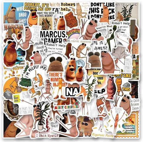 122Pcs Marcus The Worm Stickers Funny Marcus The Worm Decal Merch Scrapbook Sticker Waterproof Vinyl for Laptop, Water Bottle, Skateboard, Scrapbooking, Party Favors in Saudi Arabia