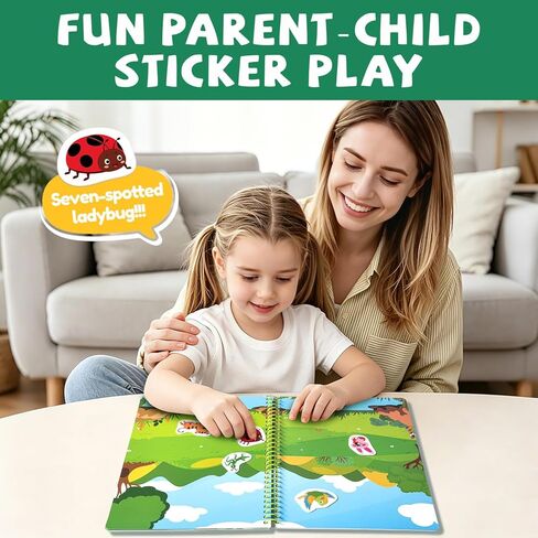 Jelly Sticker Book for Kids 3-6 Years, Reusable Sticker Book for Toddlers, Easy to Clean Waterproof, Road Trip Activity for Kids, Stickers Toy Gift for Toddlers Girls & Boys (Animals) in Saudi Arabia
