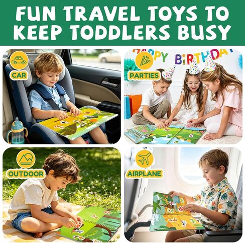 Jelly Sticker Book for Kids 3-6 Years, Reusable Sticker Book for Toddlers, Easy to Clean Waterproof, Road Trip Activity for Kids, Stickers Toy Gift for Toddlers Girls & Boys (Animals) in Saudi Arabia
