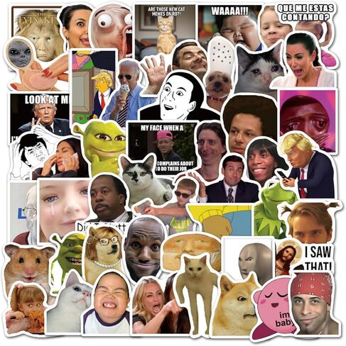 Funny Meme Stickers, Waterproof Vinyl, for Laptop, Water Bottle, Phone, Compatible with Kindle, Journal, Scrapbook, Bumper, Skateboard, Luggage, DIY (50-A) in Saudi Arabia