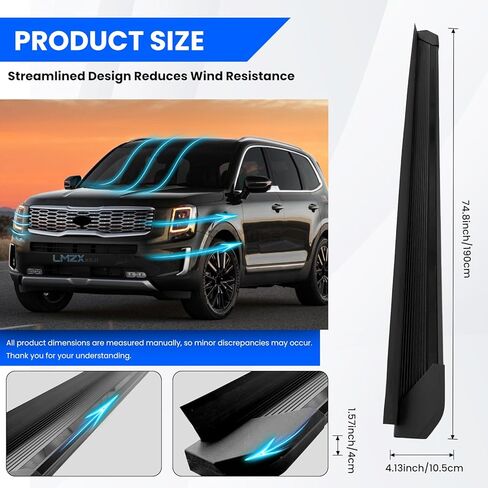 500 LBS Load Running Boards Fit for 2019-2025 Kia Telluride LX EX S SX SX-P X-Pro X-Line, Heavy Duty Black Side Steps Nerf Bars, No Drilling with Mounting Brackets (2PCS) in Saudi Arabia