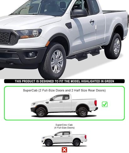 Tuxtreme Stainless Steel Pocket Steps Running Boards Side Steps Compatible with Ford Ranger 2019-2023 Super Cab (with 2 Full Size Doors and 2 Suicide Doors) Nerf Bars Side Bars in Saudi Arabia