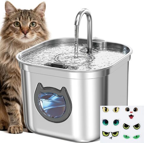 Wireless Cat Water Fountain,Stainless Steel Pet Fountain Battery Operated,3.2L Cordless Automatic Dog Water Dispenser, Quiet Indoor Cat Fountain for Drinking,Rechargeable Water Bowl with Motion Sensor in Saudi Arabia