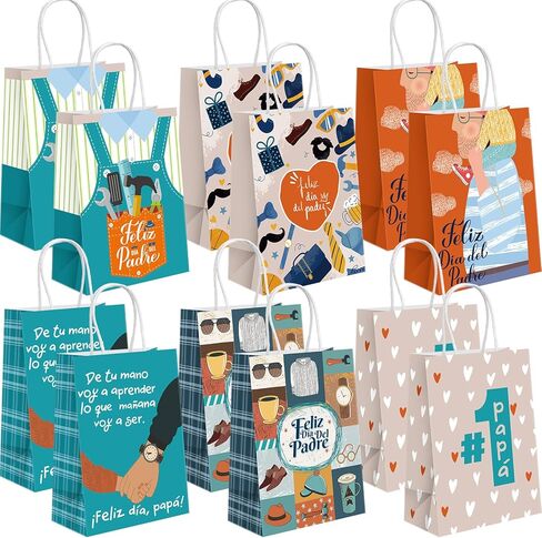 48 قطعة من حقائب هدايا عيد الأب من Kolldenn مع مقبض حقيبة ورقية لعيد الأب السعيد كبيرة الحجم لأفضل هدية للأب، حقيبة هدايا ملفوفة من Feliz Día Del Padre Bolsa De Papel Para El Día Del Padre للأب الجد in Kuwait