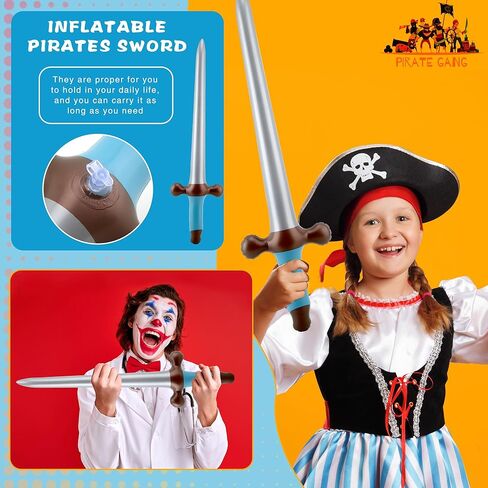 30 Pack 24 Inch Inflatable Sword Toys Inflatable Weapons Blow Up Pirate Sword for Halloween Cosplay Birthday Swimming Pool Party Decor in Saudi Arabia