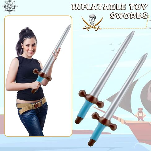 30 Pack 24 Inch Inflatable Sword Toys Inflatable Weapons Blow Up Pirate Sword for Halloween Cosplay Birthday Swimming Pool Party Decor in Saudi Arabia