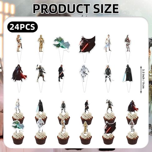 25Pcs Star Wars Birthday Party Supplies Pack Includes 1 Cake Topper 24 Cupcake Toppers for Star Wars Party Supplies in Saudi Arabia