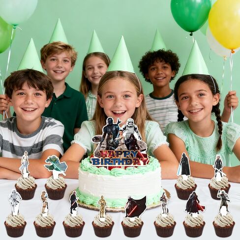 25Pcs Star Wars Birthday Party Supplies Pack Includes 1 Cake Topper 24 Cupcake Toppers for Star Wars Party Supplies in Saudi Arabia