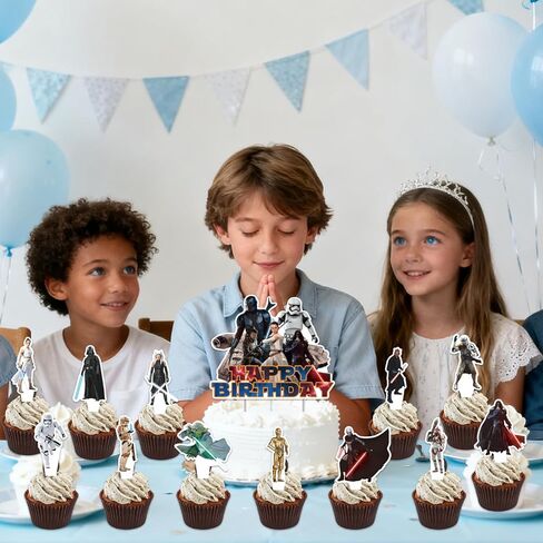 25Pcs Star Wars Birthday Party Supplies Pack Includes 1 Cake Topper 24 Cupcake Toppers for Star Wars Party Supplies in Saudi Arabia