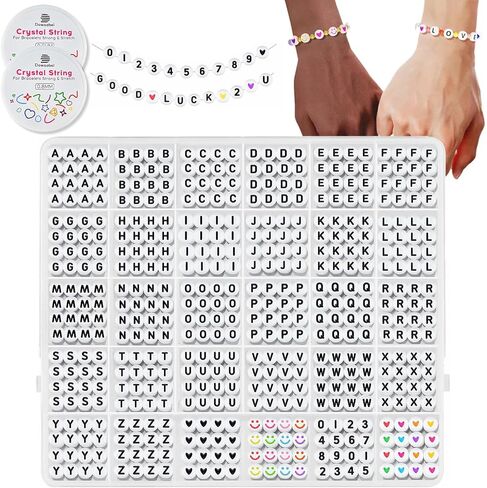 1520pcs Letter Beads Kit, Acrylic Alphabet Beads Set with 30 Grids Storage Box, DIY Bracelet Necklace Jewelry Making Kit with String in Saudi Arabia