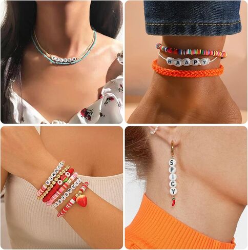 1520pcs Letter Beads Kit, Acrylic Alphabet Beads Set with 30 Grids Storage Box, DIY Bracelet Necklace Jewelry Making Kit with String in Saudi Arabia