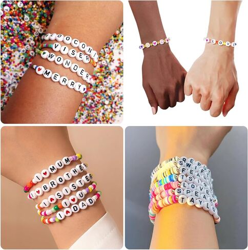 1520pcs Letter Beads Kit, Acrylic Alphabet Beads Set with 30 Grids Storage Box, DIY Bracelet Necklace Jewelry Making Kit with String in Saudi Arabia