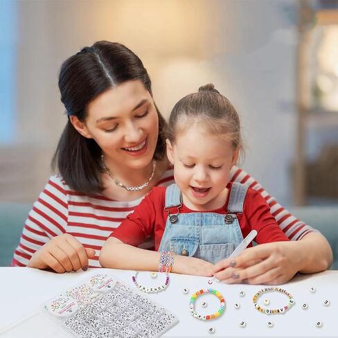 1520pcs Letter Beads Kit, Acrylic Alphabet Beads Set with 30 Grids Storage Box, DIY Bracelet Necklace Jewelry Making Kit with String in Saudi Arabia