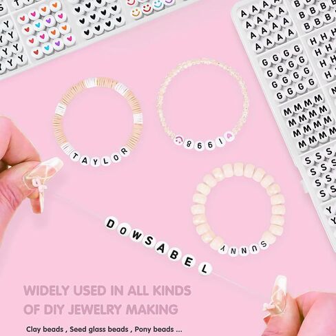 1520pcs Letter Beads Kit, Acrylic Alphabet Beads Set with 30 Grids Storage Box, DIY Bracelet Necklace Jewelry Making Kit with String in Saudi Arabia