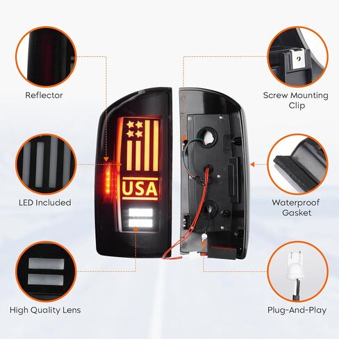 مصباح خلفي LED من Tresound + مصباح شحن الفرامل الثالث لـ Dodge RAM 1500 2007-2008، لـ RAM 2500 3500 2007-2009، مجموعة الضوء الخلفي للتركيب العالي، 55277302AC، 55277303AC in Kuwait