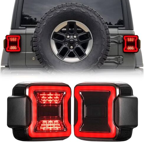 EOMD DOT Approved Smoke Lens LED Tail Lights Compatible with 2018-2025 Jeep Wrangler JL, w/Running Light, Brake Turn Signal Lamp and Reverse Lamps, Pair in Saudi Arabia